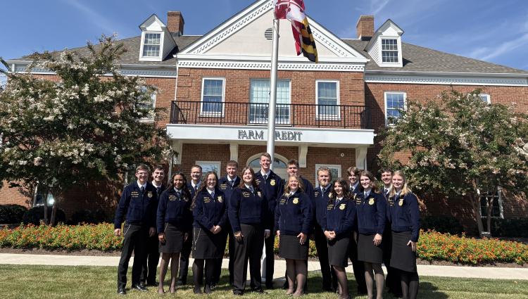FFA Members Standing in Front of Farm Credit