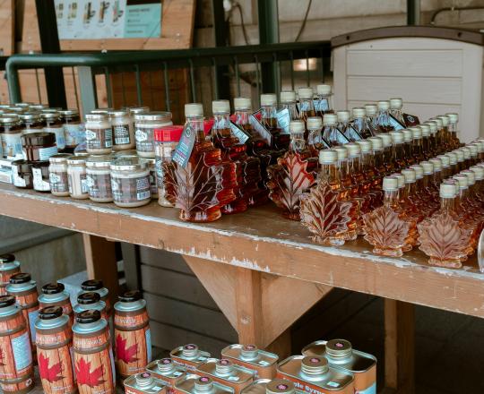 maple syrup products on shelf