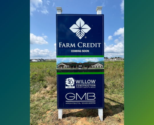 Farm Credit coming soon construction sign on site